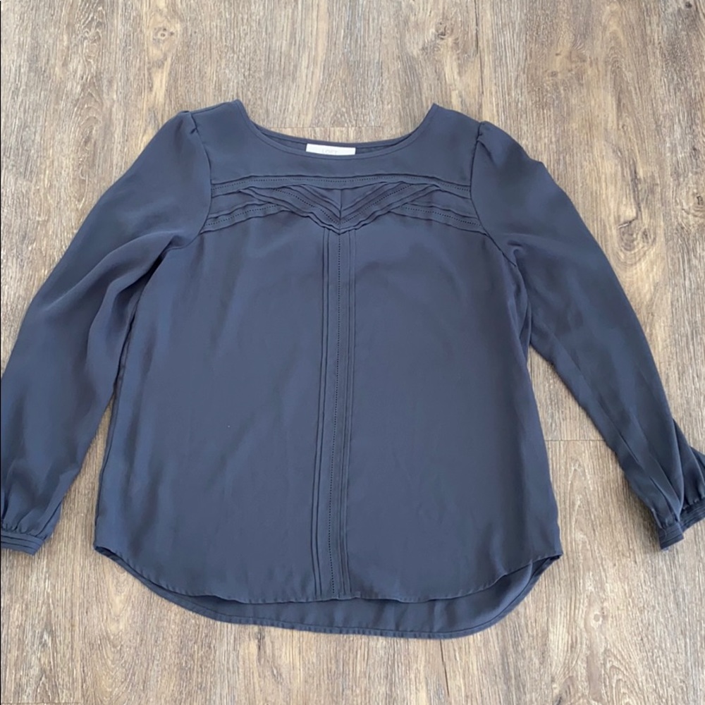 Loft grey long sleeve blouse size large